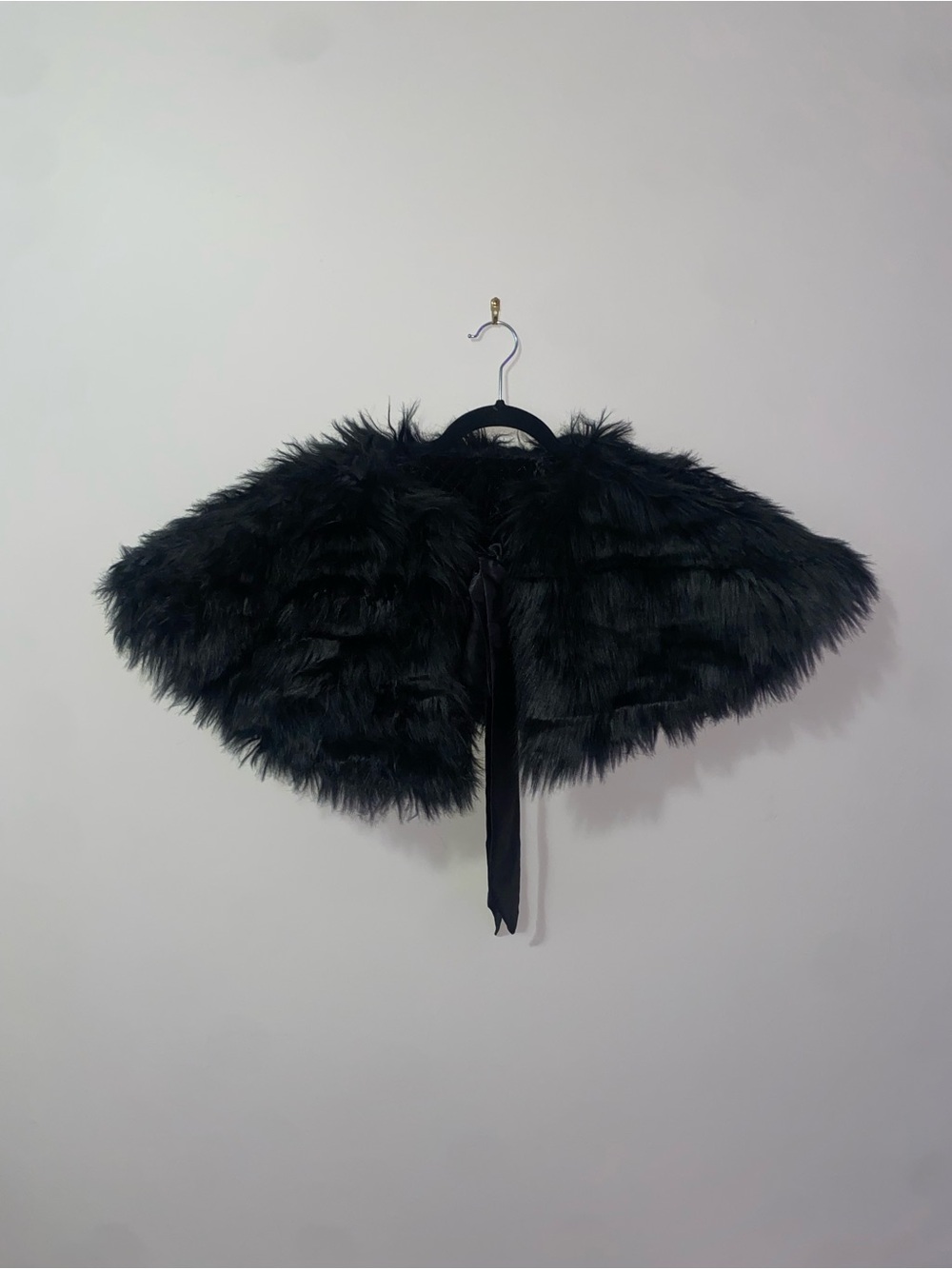 Halloween Costume Piece! Black Handmade Faux Fur Cape - Alt, Goth, Versatile